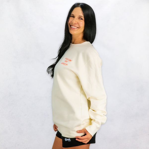 Follow the Waves Brush Womens Crew Sweatshirt - Bone