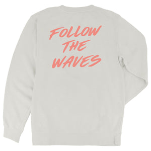 Follow the Waves Brush Womens Crew Sweatshirt - Bone