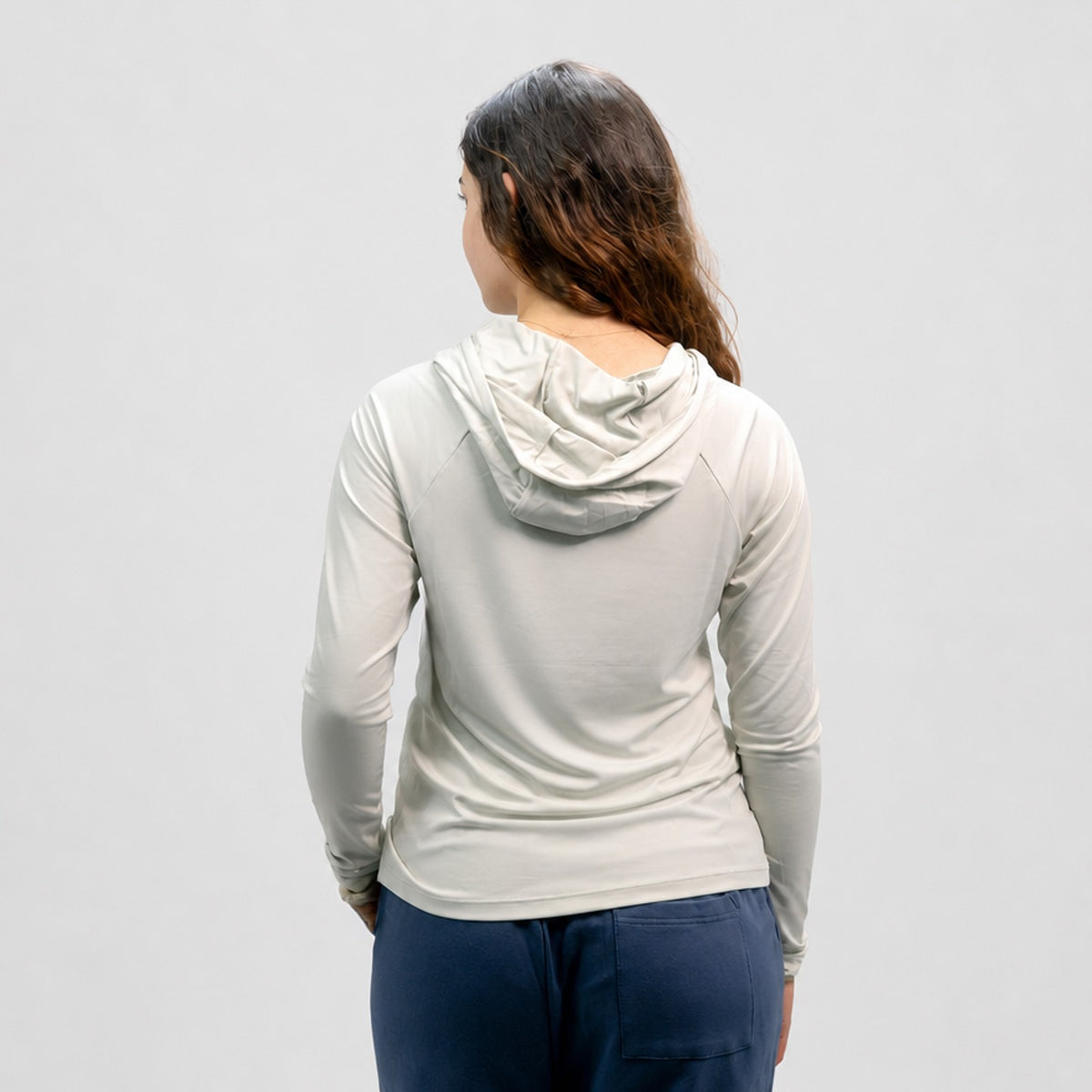 Serenity Hooded Womens UV Sun Protection LS Shirt - Cloud