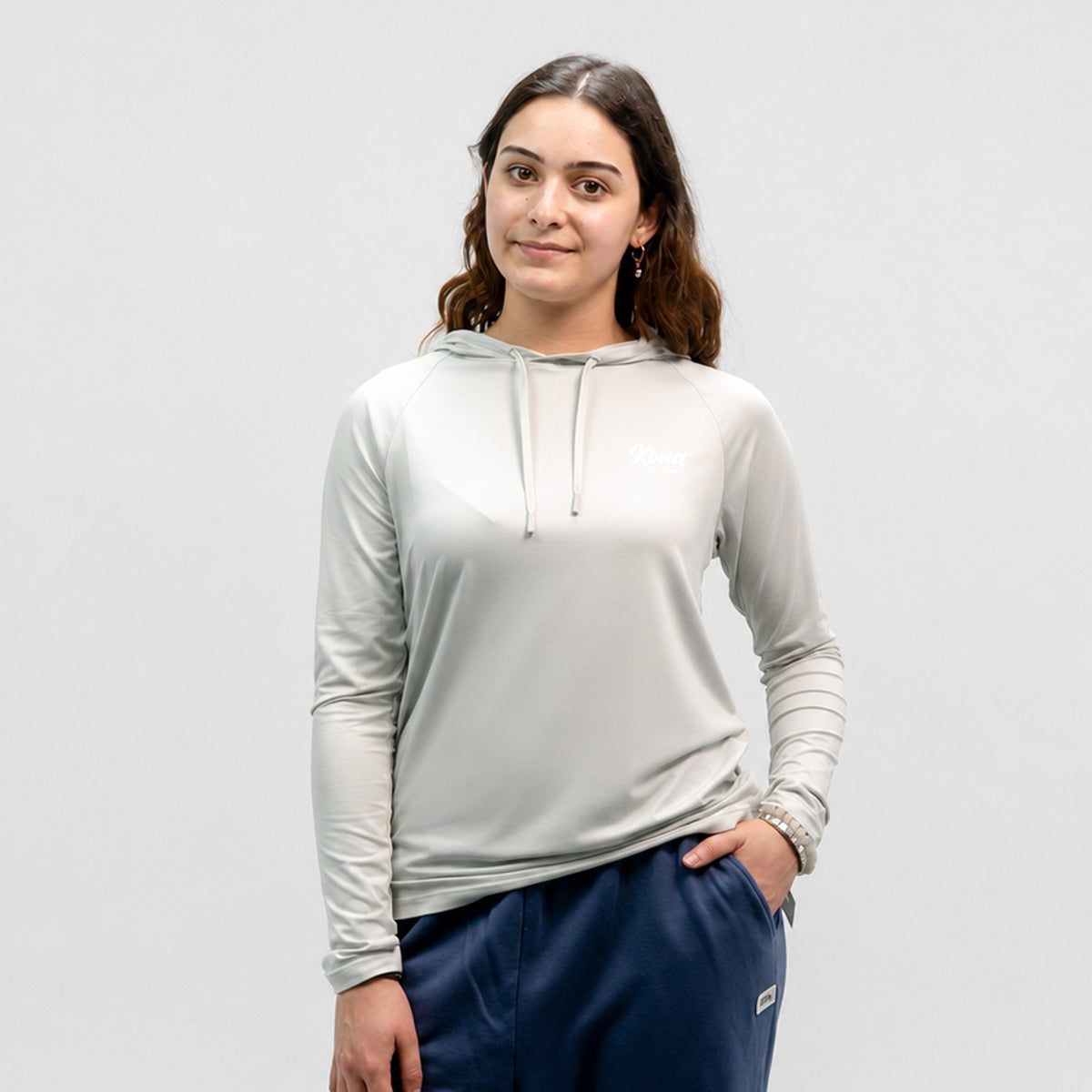 Serenity Hooded Womens UV Sun Protection LS Shirt - Cloud