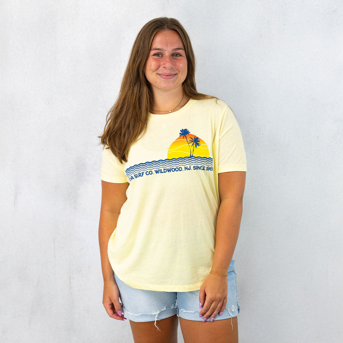 Retro Horizon Womens T-Shirt - Pale Yellow Triblend