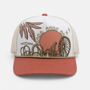 Summer Sunrise Womens Trucker Hat - White/Nantucket Red