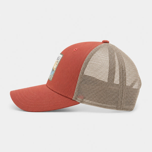 Moon Daisy Womens Trucker Hat - Nantuckett Red/Kahki