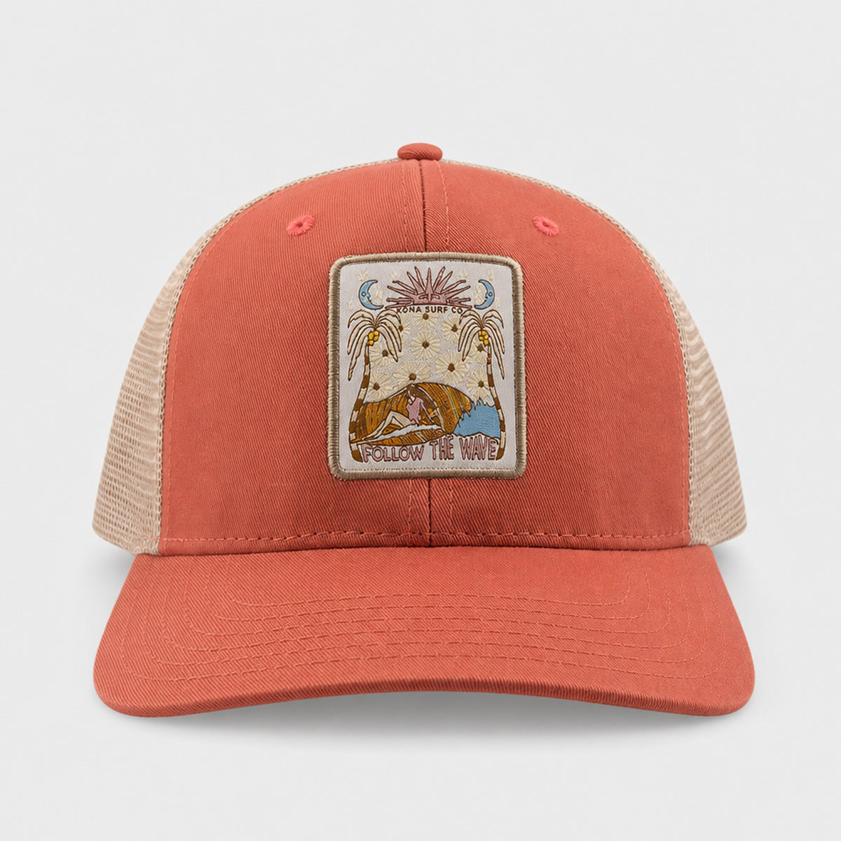 Moon Daisy Womens Trucker Hat - Nantuckett Red/Kahki