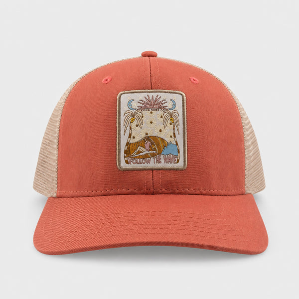 Moon Daisy Womens Trucker Hat - Nantuckett Red/Kahki