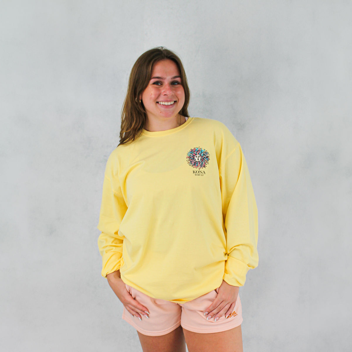 Original Sun Womens Long Sleeve Shirt - Summer Yellow/Cotton Candy