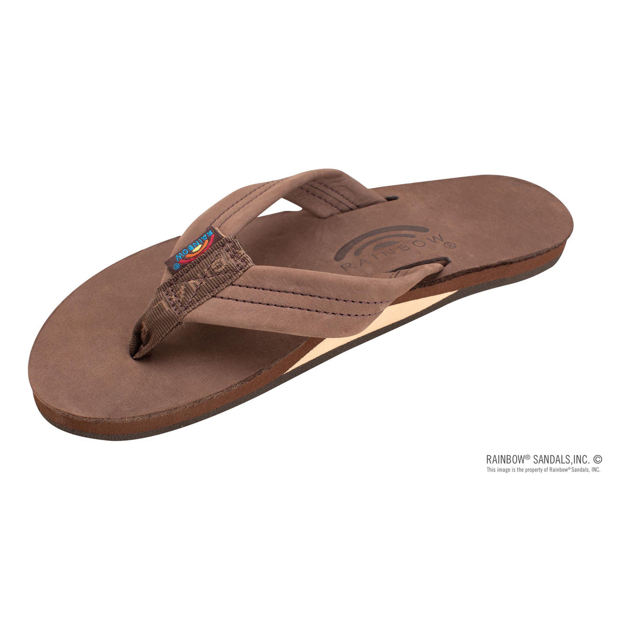 Rainbow Single Layer Wide Strap Womens Sandals - Espresso