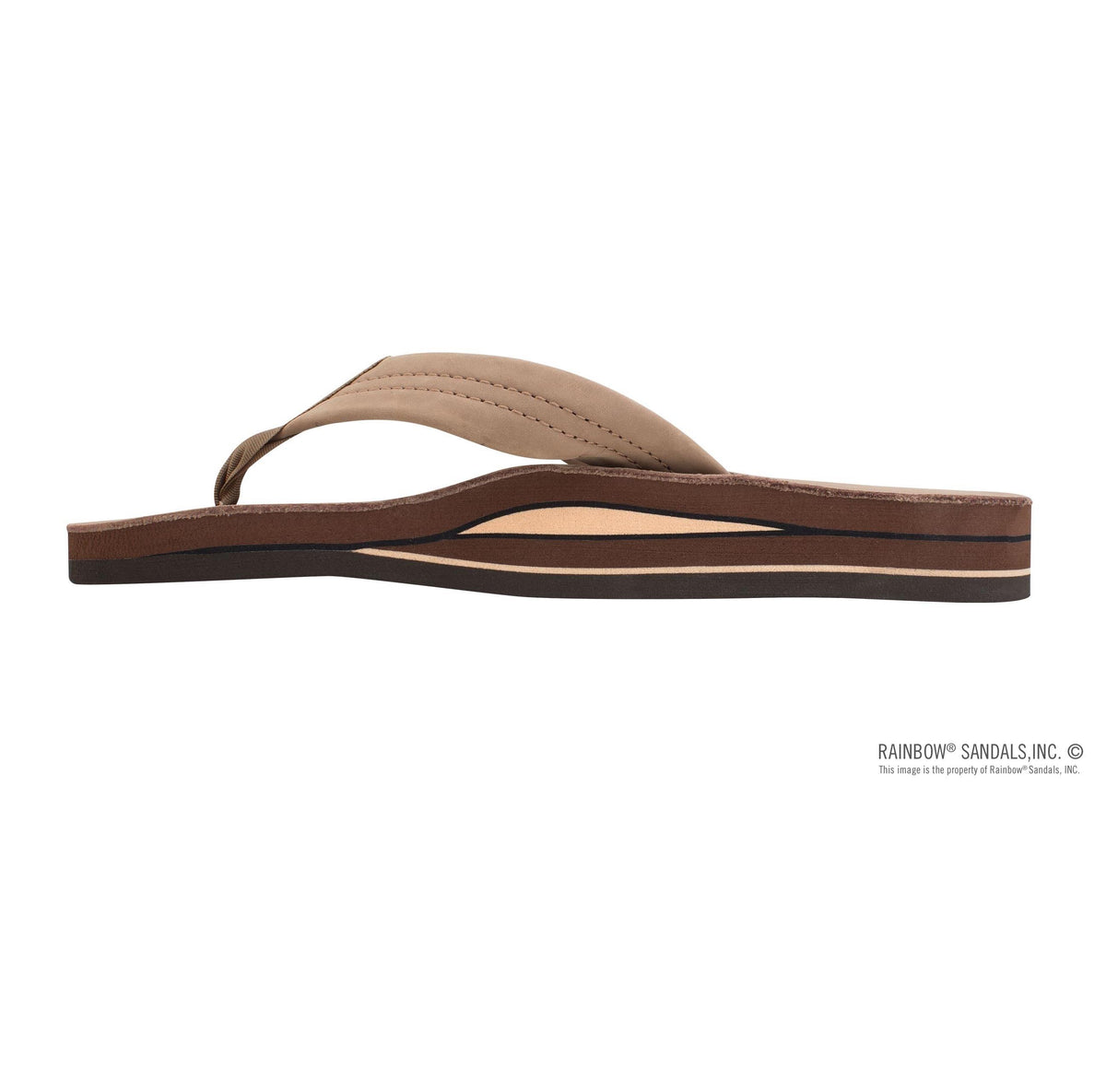 Rainbow Double Layer Wide Strap Womens Sandals - Dark Brown