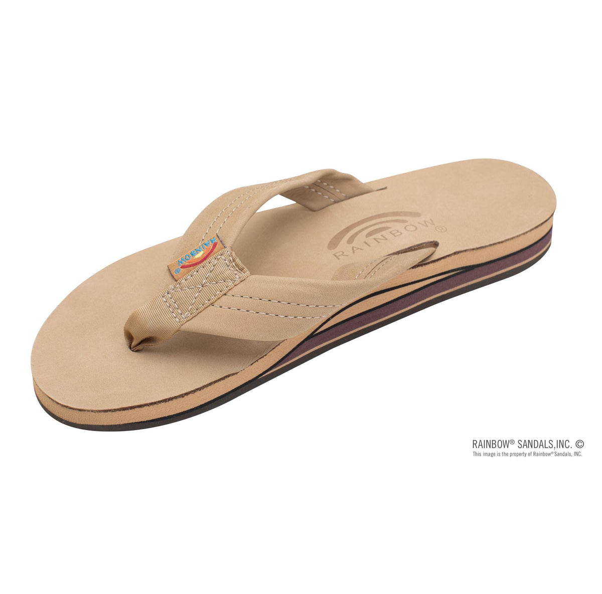 Rainbow Double Layer Wide Strap Womens Sandals - Sierra Brown