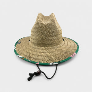 Traveler UPF 50+ Lifeguard Kids Straw Hat - Natural/For the Birds Pattern
