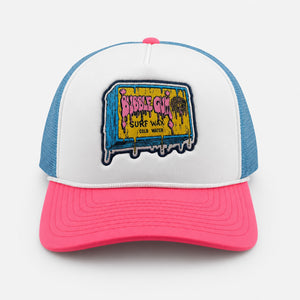 Kona x Bubble Gum 2026 Collab Toddler Girls Trucker Hat - White/Carolina/Neon Pink