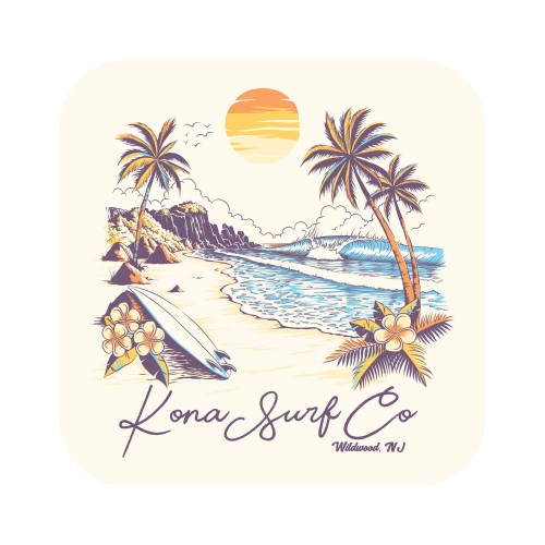 Collectible Vinyl Sticker in Island Scene