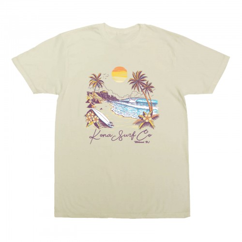 Island Scene Girls T-Shirt in Soft Cream