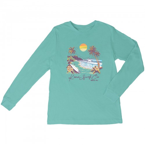 Island Scene Girls Long Sleeve Shirt in Saltwater