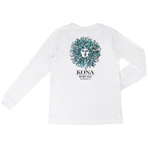 Original Sun Girls Long Sleeve Shirt in White/Ocean