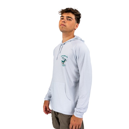 For the Birds Hooded Mens UV Sun Protection LS Shirt in Heather Grey