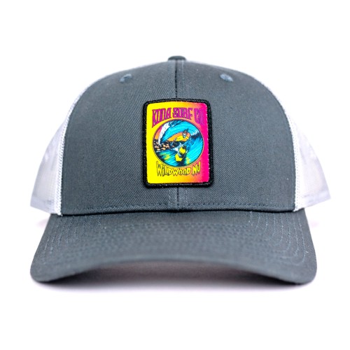 Skeleton Rider Mens Trucker Hat in Charcoal/Grey