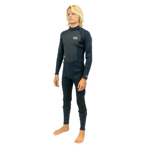 Union 3/2mm Flatlock Backzip Mens Full Wetsuit in Black