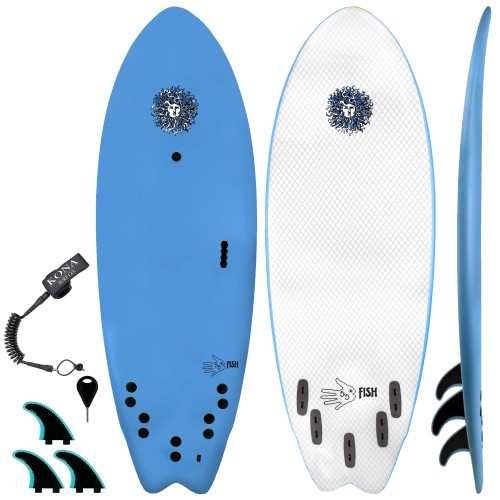 The 5-5 Short Softboard in Light Blue Fish