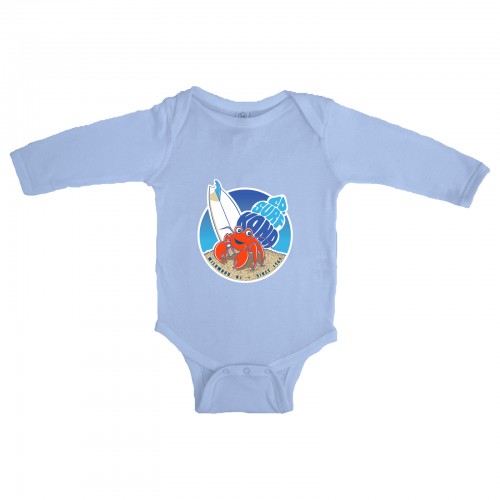 Hermit Crab Infant Boys Long Sleeve Onesie in Light Blue