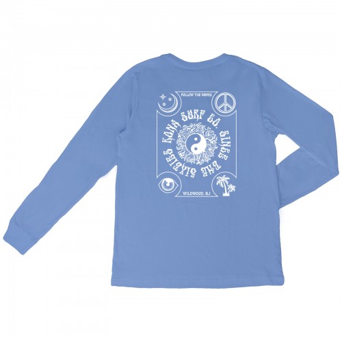 Tarot Card II Womens Long Sleeve Shirt in Heather Carolina Blue