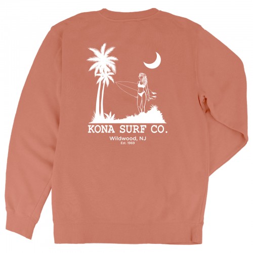 Moon Light Surf Womens Crew Sweatshirt in Pigment Amber