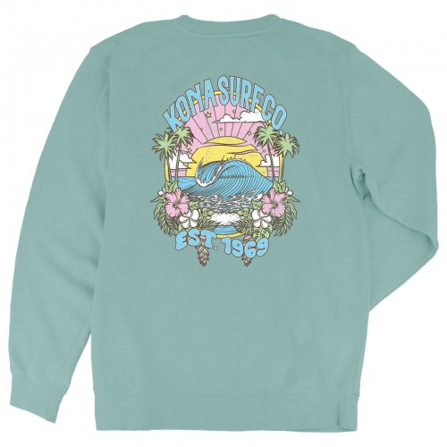 Sunset Wave Womens Crew Sweatshirt in Pigment Mint