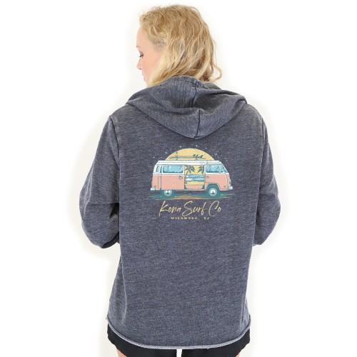 Ocean Breeze Womens Pullover Hoodie in Washed Black