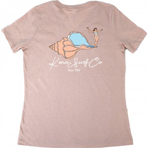 Sound of Surf Womens V-Neck T-Shirt in Heather Peach