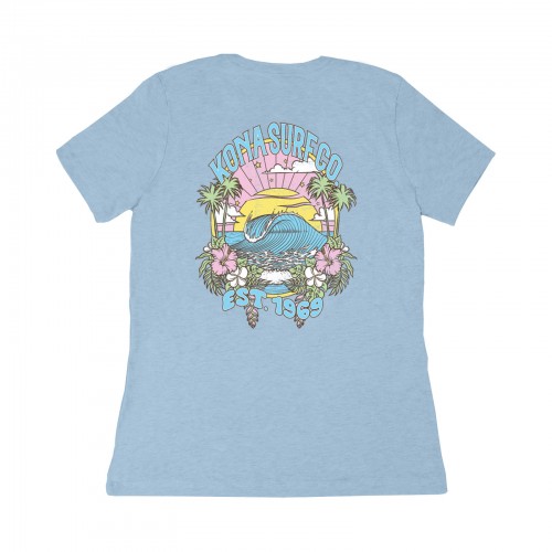 Sunset Wave Womens T-Shirt in Heather Blue Columbia