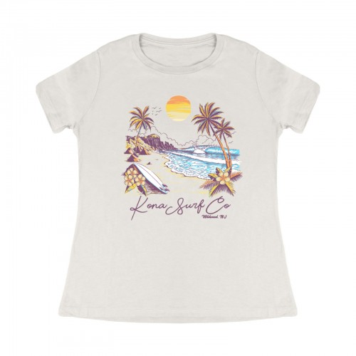 Island Scene Womens T-Shirt in Natrual Triblend