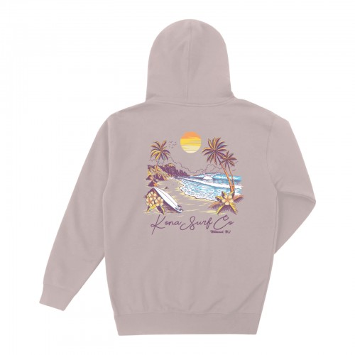 Island Scene Womens Zip Up Hoodie in Rose