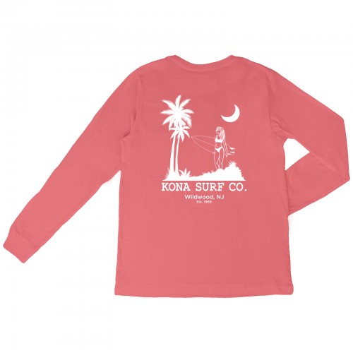 Moon Light Surf Womens Long Sleeve Shirt in Watermelon