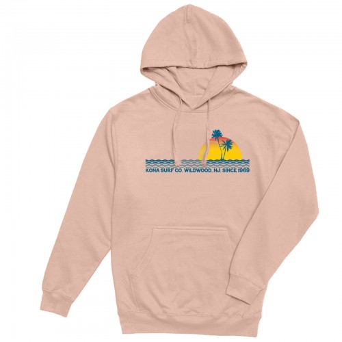 Retro Horizon Womens Pullover Hoodie in Peach