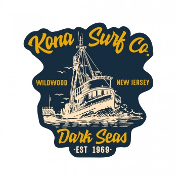 Collectible Vinyl Sticker in Dark Seas x Kona Collab