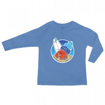 Hermit Crab Toddler Boys Long Sleeve Shirt in Heather Columbia Blue