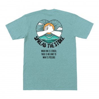 Spread The Stoke Girls T-Shirt in Heather Blue Lagoon/Orange/Tea