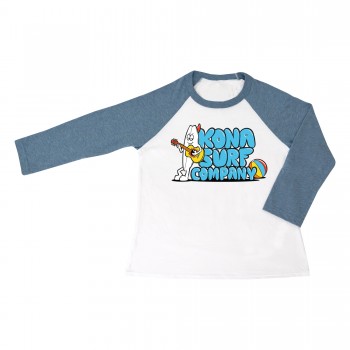 Guitar Surfer Toddler Boys Baseball Tee in White/Denim