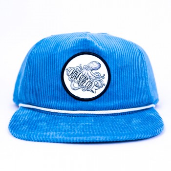 Octopus Mens Snapback Hat in Blue Corduroy