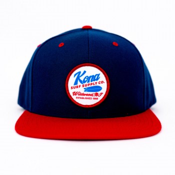 Oil Can Mens Snapback Hat in Light Navy/Aurora Red