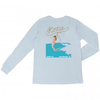 Cowgirl Surfer Womens Long Sleeve Shirt in Baby Blue