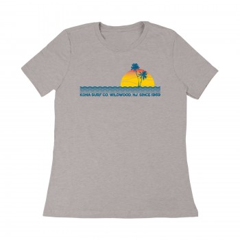 Retro Horizon Womens T-Shirt in Athletic Grey Triblend