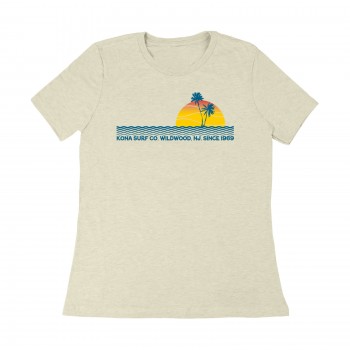 Retro Horizon Womens T-Shirt in Pale Yellow Triblend