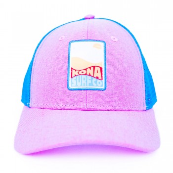 Sunny Side Womens Trucker Hat in Pink/Baby Blue