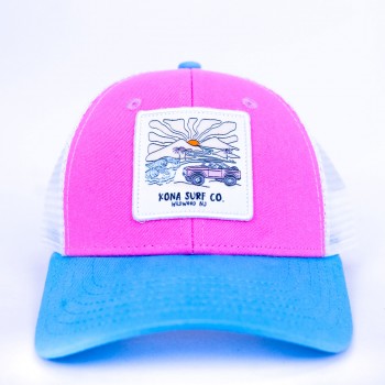 Mountain Swell Girls Trucker Hat in Pink/Lagoon