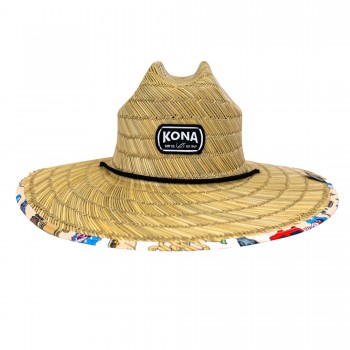 Traveler Print Kids Straw Hat in Natural/Philly Pattern